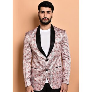                       PrintCultr PrintCultr Men Printed Single Breasted Casual Blazer (Pink)                                              