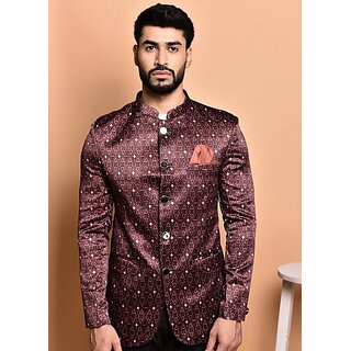                       PrintCultr PrintCultr Men Printed Single Breasted Casual Blazer (Brown)                                              