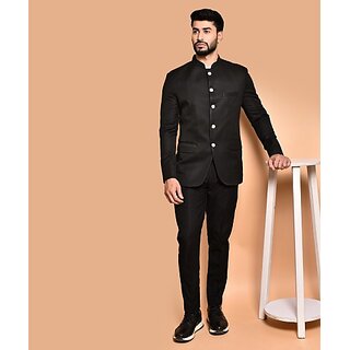                       PrintCultr PrintCultr Men Solid Single Breasted Casual Blazer (Black)                                              
