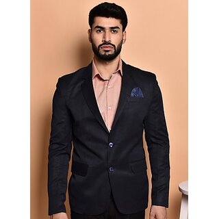                       PrintCultr PrintCultr Men Solid Single Breasted Casual Blazer (Blue)                                              