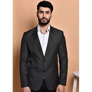                       PrintCultr PrintCultr Men Solid Single Breasted Casual Blazer (Black)                                              