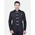 PrintCultr Solid Mandarin Festive & Wedding Men Blazer (Black)