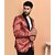 PrintCultr Printed Mandarin Festive & Wedding Men Blazer (Maroon)