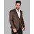PrintCultr Men Solid Single Breasted Formal Blazer (Brown)