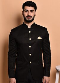 PrintCultr PrintCultr Men Solid Single Breasted Casual Blazer (Black)