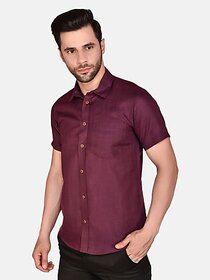 PrintCultr Men Regular Fit Solid Curved Collar Casual Shirt