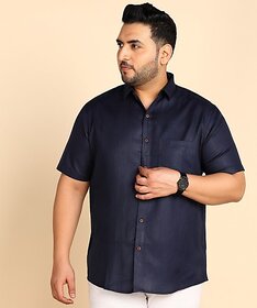 PrintCultr PLUS Plus Size Men Regular Fit Solid Curved Collar Casual Shirt