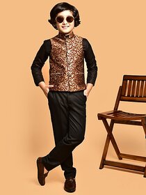 PrintCulture Boys Printed Nehru Jacket (Brown)