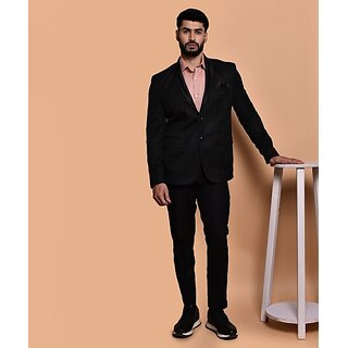                       PrintCultr PrintCultr Men Solid Single Breasted Casual Blazer (Black)                                              
