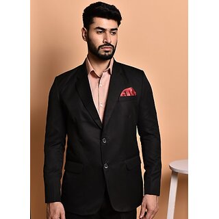                       PrintCultr Solid Mandarin Festive & Wedding Men Blazer (Black)                                              