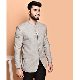                       PrintCultr PrintCultr Men Solid Single Breasted Casual Blazer (Grey)                                              