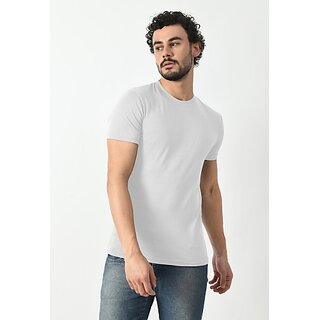                       PrintCultr Solid Men Round Neck Polyester White T-Shirt                                              