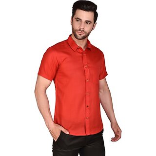                       PrintCulture PRINTCULTR Men Regular Fit Solid Curved Collar Casual Shirt                                              