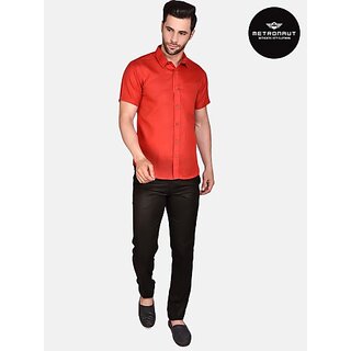                       PrintCultr PLUS Plus Size Men Regular Fit Solid Curved Collar Casual Shirt                                              