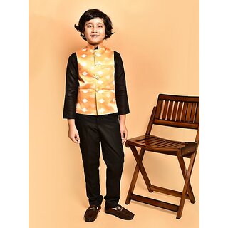 PrintCulture Boys Printed Nehru Jacket (Orange)