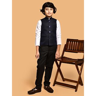                       PrintCulture Boys Solid Nehru Jacket (Navy Blue)                                              