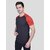 PrintCultr Colorblock Men Round Neck Cotton Blend Navy Blue, Red T-Shirt