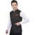PrintCulture Men Solid Black Cotton Blend Nehru Jacket
