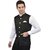 PrintCulture Men Solid Black Cotton Blend Nehru Jacket