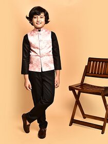 Print Cultr Boys Printed Nehru Jacket (Pack of 2, Pink)