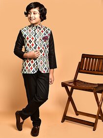 Print Cultr Boys Printed Nehru Jacket (Pack of 2, Beige)