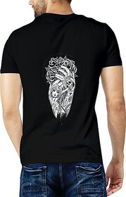 Vastra Vanam Couple Printed Round Neck Reversible Pure Cotton Black T-Shirt