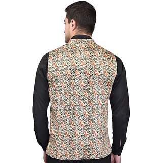                       PrintCulture Men Printed Multicolor Cotton Blend Nehru Jacket                                              