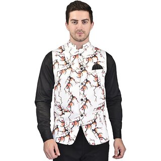                       PrintCulture Men Printed Multicolor Cotton Blend Nehru Jacket                                              