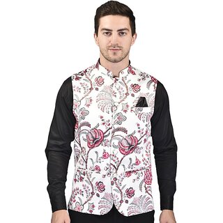                       PrintCulture Men Printed Multicolor Cotton Blend Nehru Jacket                                              