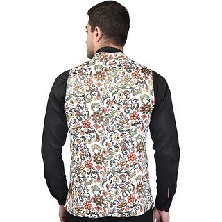                       PrintCulture Men Printed Multicolor Cotton Blend Nehru Jacket                                              