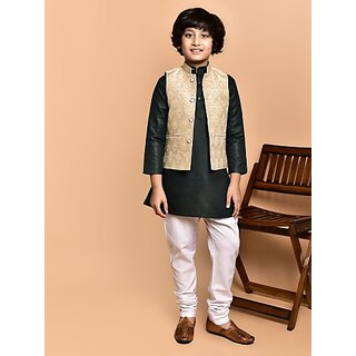                       PrintCultr Boys Festive & Party Kurta, Waistcoat and Pyjama Set (Multicolor)                                              