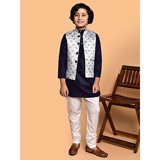                       PrintCultr Boys Festive & Party Kurta, Waistcoat and Pyjama Set (Multicolor)                                              