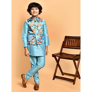                       PrintCultr Boys Festive & Party Kurta, Waistcoat and Pyjama Set (Multicolor)                                              