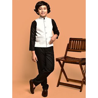                       PrintCultr Boys Solid Nehru Jacket (Pack of 2, White)                                              