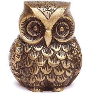 Sambhaav Small Adorable Golden Owl Statue For Home Decoration 3 Inch