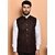 PrintCulture Men Solid Brown Cotton Blend Nehru Jacket