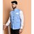 PrintCulture Men Self Design Blue Cotton Blend Nehru Jacket