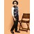 PrintCultr Boys Printed Nehru Jacket (Pack of 2, Black)