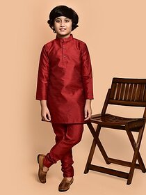 PrintCultr Boys Festive & Party Kurta and Pyjama Set (Red)