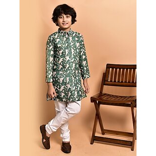                       PrintCultr Boys Festive & Party Kurta and Pyjama Set (Beige)                                              