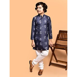                       PrintCultr Boys Festive & Party Kurta and Pyjama Set (Dark Blue)                                              