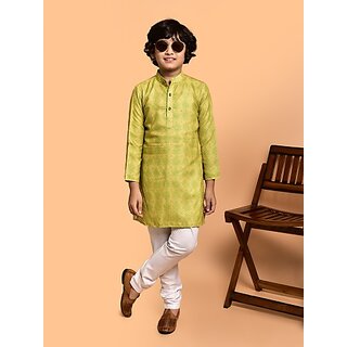                       PrintCultr Boys Festive & Party Kurta and Pyjama Set (Yellow)                                              