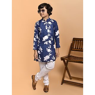                      PrintCultr Boys Festive & Party Kurta and Pyjama Set (Blue)                                              