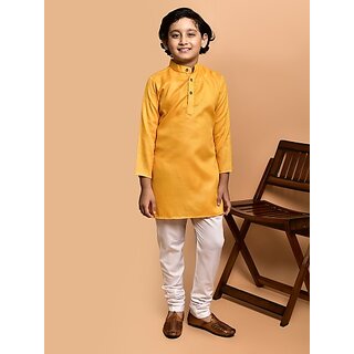                       PrintCultr Boys Festive & Party Kurta and Pyjama Set (Yellow)                                              