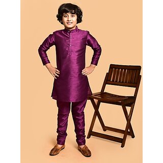                       PrintCultr Boys Festive & Party Kurta and Pyjama Set (Purple)                                              