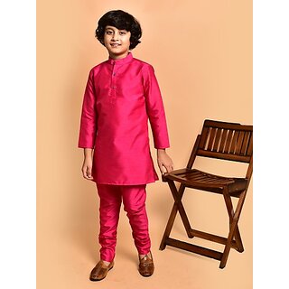                       PrintCultr Boys Festive & Party Kurta and Pyjama Set (Pink)                                              