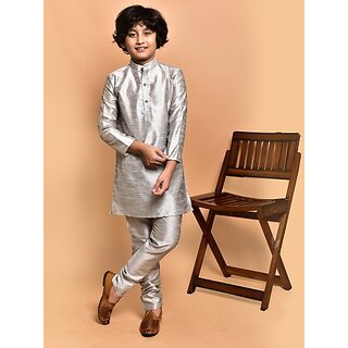                       Print Cultr Boys Festive & Party Kurta and Pyjama Set (Silver Pack of 2)                                              