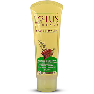 Lotus Herbals Teatreewash Face Wash with Tea Tree Oil Cinnamon Anti Acne Oil Control For Oily Skin 150ml Lotus Herbals Teatreewash Face Wash with Tea Tree Oil Cinnamon Anti Acne Oil Control For Oily Skin 150ml
