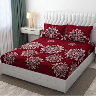 Double Bed Fitted Bedsheet with 2 Pillow Covers (Fits up to 6 inch mattress) Double Bed Fitted Bedsheet with 2 Pillow Covers (Fits up to 6 inch mattress)