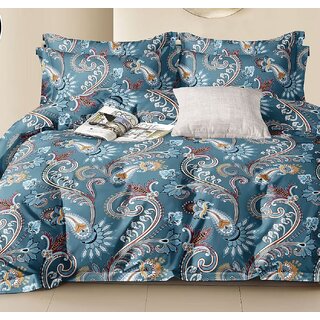 Double Bed Printed Cotton Bedsheet with 2 Pillow Covers (90100 inches)